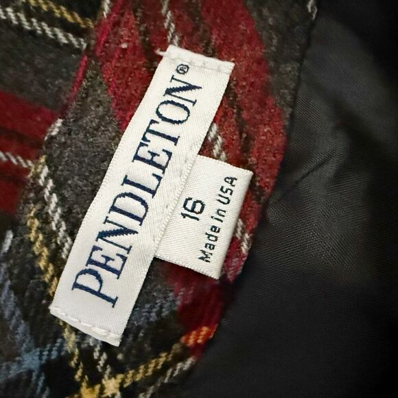 PENDLETON | Vintage Red Gray Yellow Tartan Plaid Pencil Straight Skirt | Size 16 - Picture 5 of 7